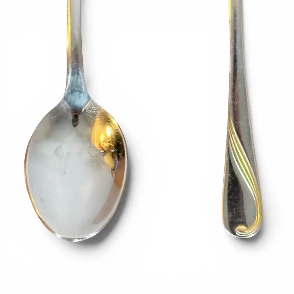 Solingen 18/10 Stainless Steel VTG Set of 2 Gold Swirl Teaspoon Spoon Flatware